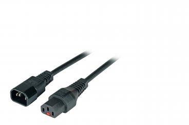 Kaltgeräteverlängerung C13-C14mit IEC Lock, schwarz, Länge 2 m 