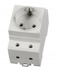 Einbausteckdose 1-fach für Hutschienegrau 