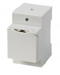 Einbausteckdose 1-fach für Hutschiene, mitDeckel, grau 