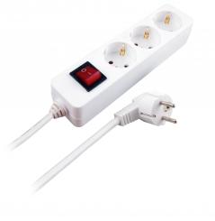 3-fach Tischsteckdosenleisteweiß, EIN/AUS Schalter, 1,5m 