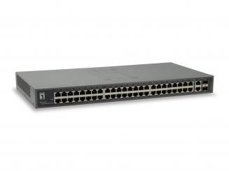 52-Port Fast Ethernet Switch, 48x RJ45 FastEthernet, 2x RJ45 und 2x SFP Gigabit 
