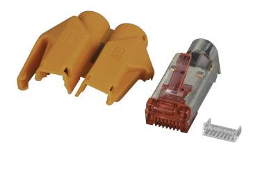 RJ45-Hirose Stecker TM21 orange, 100 Stk, 3 Elemente, Cat.6 