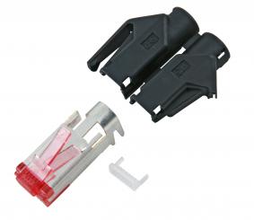 RJ45-Hirose Stecker TM21 schwarz, 1 St., 3 Elemente, Cat.6 