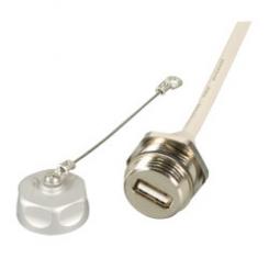 USB2.0 IP67 Einbaubuchse Type A auf Type A Steckermit Standard M20 Verschlusskappe sechskant eloxier 