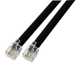 Modularkabel RJ11 (6/4) / RJ11(6/4) 4-fach Flachkabel, 2,0m, schwarz 