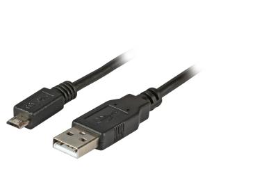 USB2.0 Anschlusskabel A-Micro-B 5pol.,St.-St., 0,5m, schwarz, Premium 
