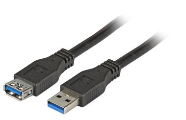 USB3.0 Verlängerungskabel A-ASt-Bu 1,8m schwarz, Premium 