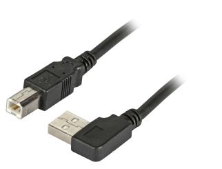 USB2.0 Anschlusskabel A (gewinkelt) - B, St.-St., 5,0m, schwarz, Classic 