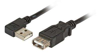 USB2.0 Kabel A-gewinkelt - ASt-Bu 5,0m schwarz, Enhanced 