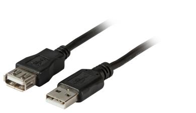 USB2.0 Verlängerungskabel A-ASt-Bu 0,5m schwarz, Enhanced 