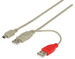 USB2.0 Y-Kabel, 1m1xUSB B MINI St/2x USB A St 