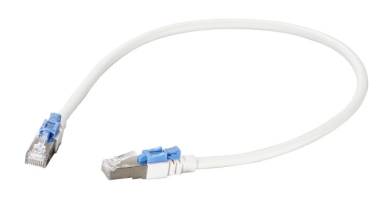 RJ45 Patchkabel S/FTP,Cat.6, 26AWG BC, LSZH ab 0,5m, weiss, abschließbar (blau) 