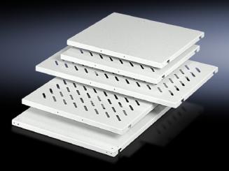 Geräteböden für Gehäuserahmen gelocht, 50 kg, RAL 7035, BHT: 671x29x500 mm 