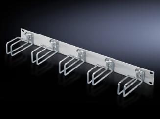 Rangierpanel, RAL 7035, 1HE, vormontiert, mit 5 Kabelführungsbügeln (Stahl) 