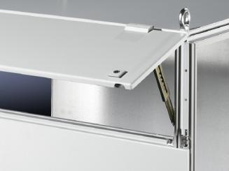 Aufsteller, für Blende, oben scharniert, max Öffnungswinkel ca. 85°, VE 2 Stück 