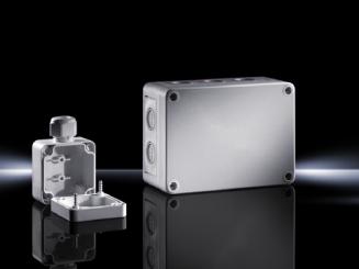 Polycarbonat-Gehäuse PK, grauer Deckel, BHT 254x180x111mm, mit Vorprägungen 