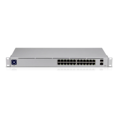 Layer-2-Switch mit (24) GbE-RJ45-Ports und (2) 1G-SFP-Ports. 